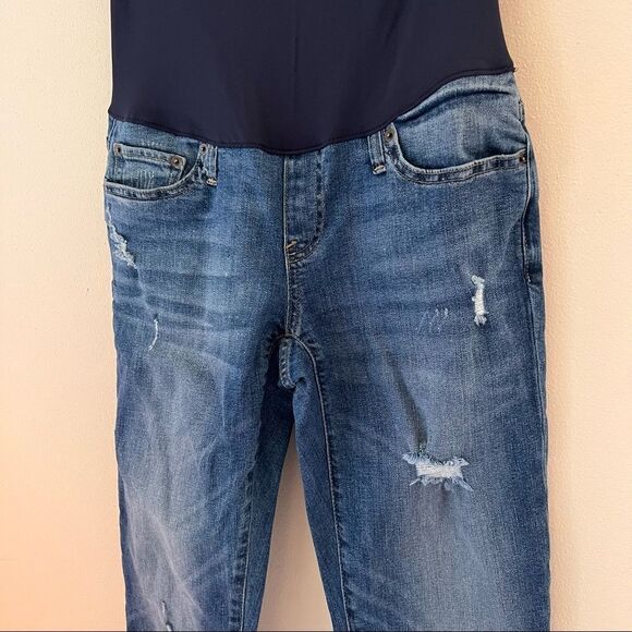 Gap Maternity Medium Wash Slightly Distressed Full Belly Panel Jeans - Picture 2 of 6